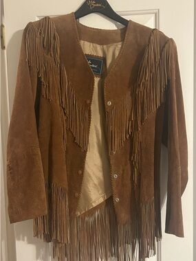Women’s Brown Suede Fringe Leather Jacket